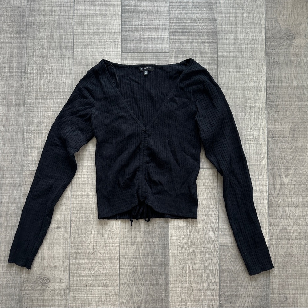 Dynamite ribbed sweater adjustable crop